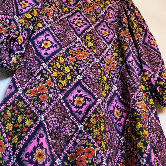 Vintage 60's Floral Dress, Long Sleeve, Cotton - Picture 14 of 14